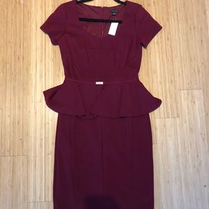 NWT Ann Taylor Peplum Dress in Burgundy